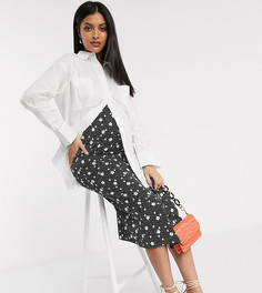 Атласная юбка миди в горошек с цветочным принтом ASOS DESIGN Maternity-Черный цвет