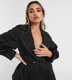 Черный приталенный пиджак ASOS DESIGN Petite-Белый