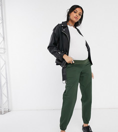 Чиносы цвета хаки с завышенной талией ASOS DESIGN Maternity-Зеленый цвет