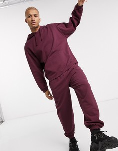 Бордовый спортивный костюм в стиле oversized с худи и джоггерами ASOS DESIGN-Красный