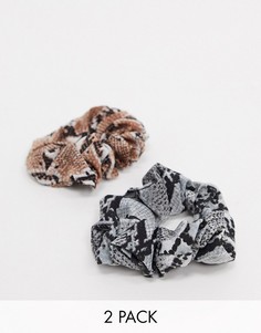 Набор из 2 резинок со змеиным принтом для волос South Beach-Мульти
