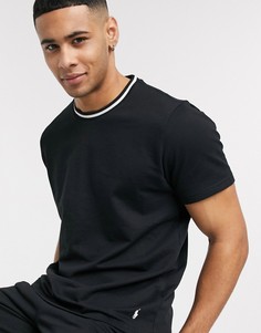 Черная футболка с контрастным кантом Polo Ralph Lauren-Черный