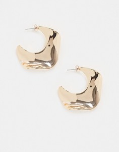 Золотистые серьги-кольца с волнистым дизайном Vero Moda-Золотой