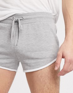 Серые меланжевые короткие трикотажные шорты для бега ASOS DESIGN-Серый