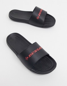 Черные шлепанцы с логотипом Dunlop-Черный