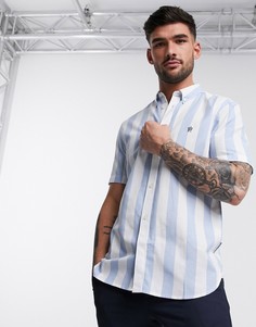 Синяя рубашка в полоску с короткими рукавами French Connection-Синий