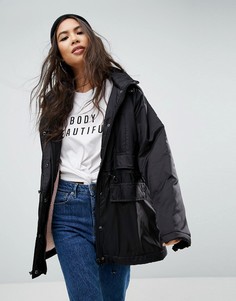 Анорак с подкладкой из искусственного меха ASOS-Черный