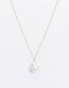 Золотистое ожерелье с искусственным жемчугом Pieces-Белый