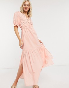 Платье миди с вышивкой Cleobella-Розовый цвет
