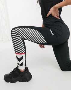 Черные леггинсы с принтом Hummel-Черный цвет