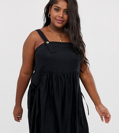 Джинсовый сарафан мини с карманами ASOS DESIGN Curve-Черный