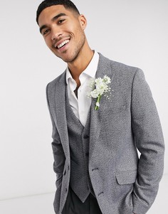 Темно-серый облегающий фактурный пиджак ASOS DESIGN Wedding