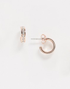 Золотистые серьги-кольца с кристаллами Swarovski Ted Baker-Золотой