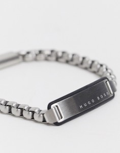 Серебристый браслет-цепочка с подвеской-жетоном Hugo Boss-Серебряный