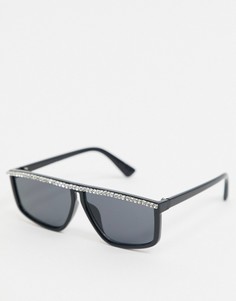 Черные солнцезащитные очки в квадратной оправе со стразами ASOS EDITION-Черный цвет
