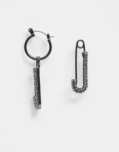 Темно-серые серьги с английской булавкой и стразами ASOS DESIGN-Серый