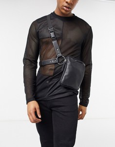 Черная кожаная сумка в стиле сбруи-бандажа ASOS EDITION-Черный