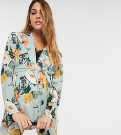 Зеленый трикотажный пиджак с цветочным принтом ASOS DESIGN Maternity-Мульти