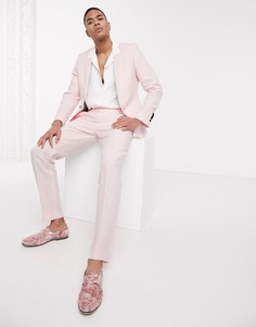 Светло-розовые льняные брюки зауженного кроя Twisted Tailor-Розовый цвет
