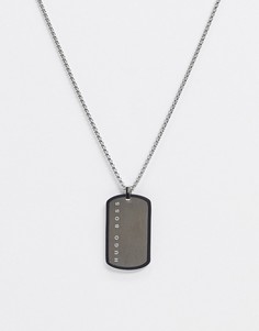 Серебристое ожерелье с подвеской в виде армейского жетона Hugo Boss-Серебристый