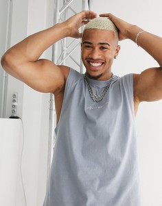 Голубая майка с логотипом Mennace-Синий