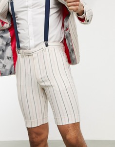 Узкие шорты кремового цвета в полоску Twisted Tailor-Белый