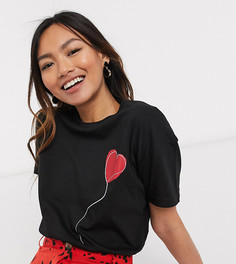 Свободная футболка с принтом воздушного шарика-сердца Wednesdays Girl-Черный