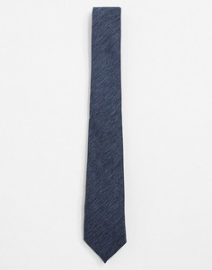 Темно-синий галстук с узором "в елочку" River Island