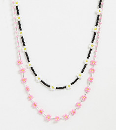 Розовое ожерелье с бусинами Monki Tilly-Розовый