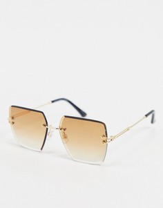 Коричневые солнцезащитные очки без оправы Selected Femme-Золотой