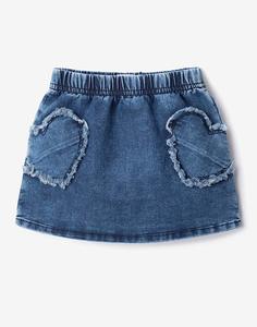Джинсовая юбка с сердечками для малышки Gloria Jeans