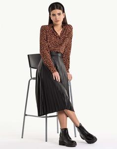 Коричневая рубашка с леопардовым принтом Gloria Jeans
