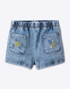 Джинсовые шорты с цветочной вышивкой для девочки Gloria Jeans