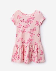 Розовое платье с бабочками для девочек Gloria Jeans