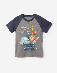 Серая футболка с рисунком для мальчика Gloria Jeans