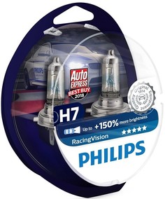 Лампа автомобильная Philips H7 12V- 55W (PX26d) (+150% света) Racing Vision 2шт