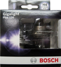 Лампа автомобильная Bosch H4 12V- 60/55W (P43t) (+120% света) Gigalight Plus 120 2шт