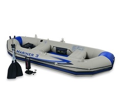 Лодка Intex Mariner 3 Set 297х127х46см 3хслойн.ПВХ алюм.весла, ручн.насос, 2 подушки, до 300кг (бело-синий)