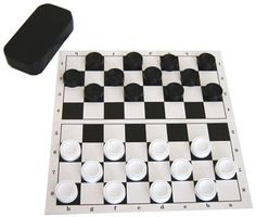 Настольная игра СТРОМ Шашки с доской (черно-белый)