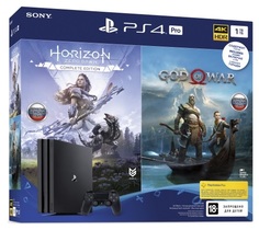 Игровая приставка PlayStation 4 Pro 1Тб + Horizon Zero Dawn+ God Of War (черный)