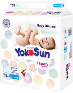 Подгузники YokoSun размер S (до 6 кг) 82 шт.