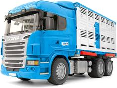 Игрушка BRUDER Фургон Scania для перевозки животных с коровой (разноцветный)