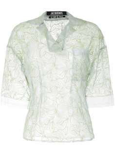 Jacquemus прозрачная блузка с цветочной вышивкой