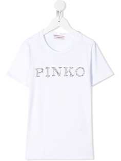 Pinko Kids футболка с логотипом из бисера
