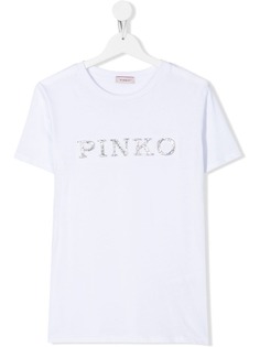 Pinko Kids футболка с логотипом из бисера