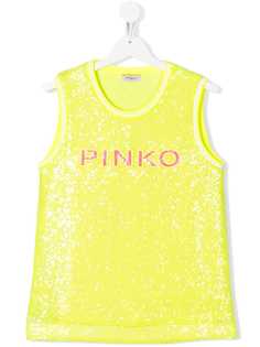Pinko Kids топ без рукавов с вышивкой пайетками