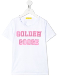 Golden Goose Kids футболка с логотипом и перфорацией
