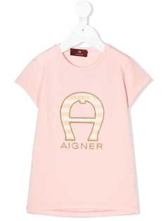 Aigner Kids футболка с вышитым логотипом