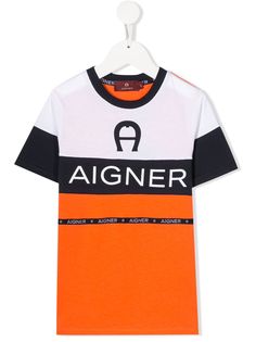 Aigner Kids футболка в стиле колор-блок с логотипом