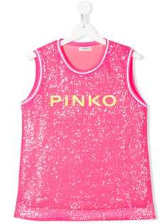 Pinko Kids топ без рукавов с вышивкой пайетками
